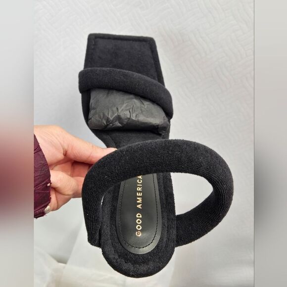 Good American Black Terry Slip On Heeled Sandals Sz 10.5 NEW IN BOX - Picture 4 of 16